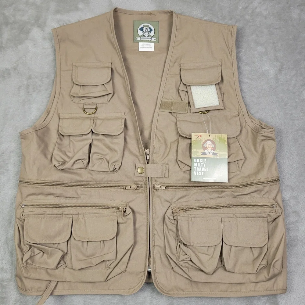Rotnco Uncle Milty Travel Vest Size Small Beige 17 Pockets Cotton Poly Blend NWT